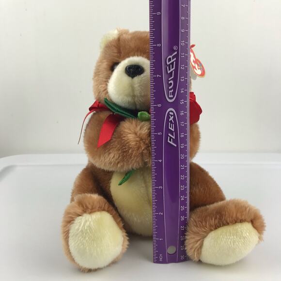 Ty Beanie Buddy Always Bear Plush 9" Brown Red Rose 2005 Stuffed Animal Tags - Picture 8 of 13